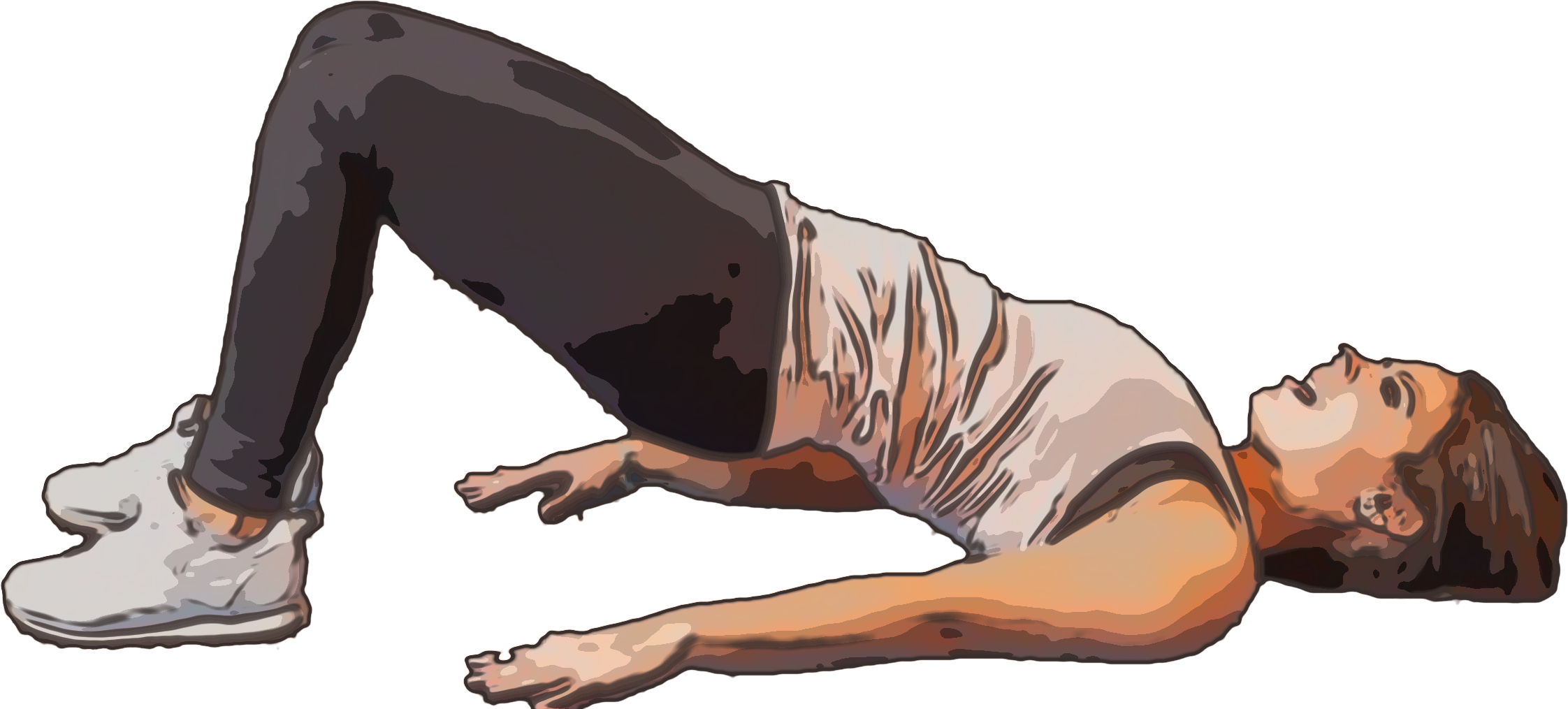 A person mid bridge-lift, floor level